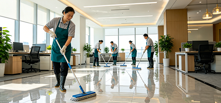1100㎡企業(yè)辦公區(qū)瓷磚洗地機(jī) 靜音日常保潔